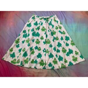Vintage 1960s 70s Frog Print Novelty Midi Skirt Sz 12 M Herman Geist Preppy